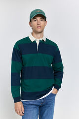 Milano Polo estilo rugby a rayas Azul