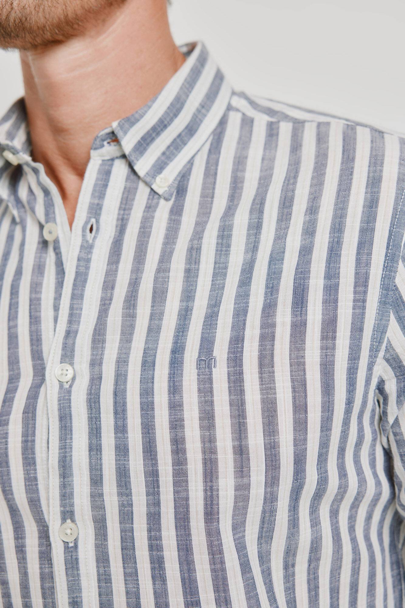 Milano Camisa de rayas manga larga Azul Claro