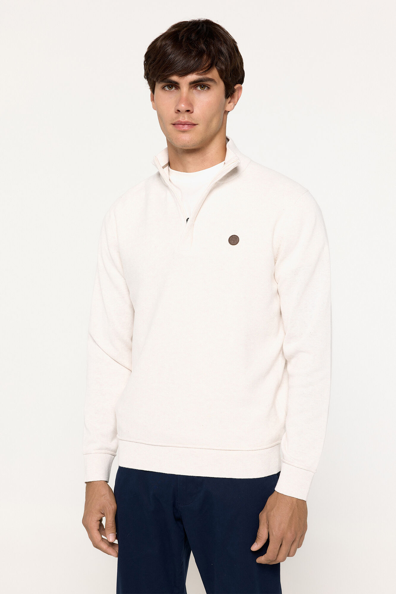 Milano Jersey Media Cremallera Marfil