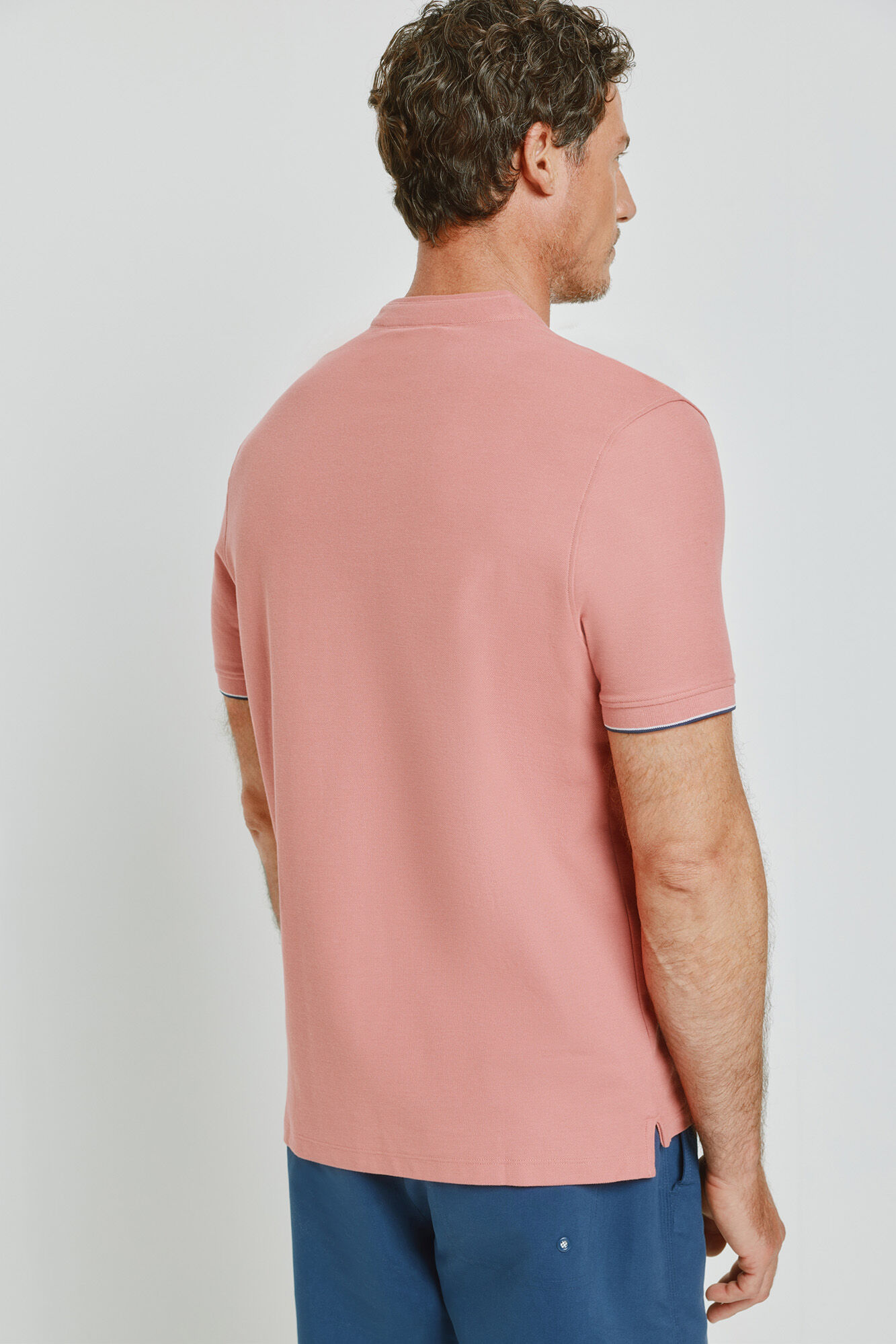 Milano Polo de manga corta cuello mao Rosa
