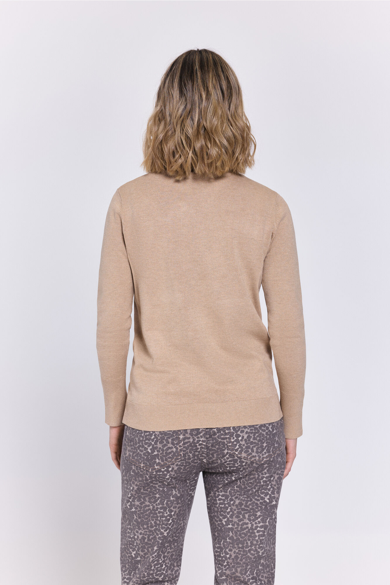 Milano Jersey de cuello de viscosa Beige/Camel