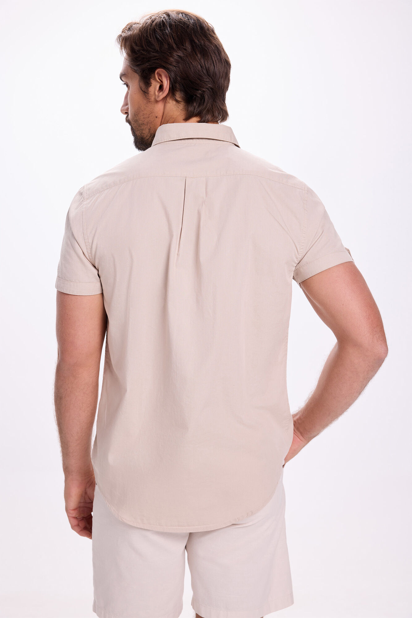 Milano Camisa de popel&iacute;n liso Beige