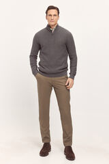 Fifty Outlet Pantalón chino básico liso Kaki Oscuro