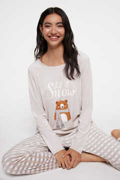 Fifty Outlet Pijama largo velour oso beige