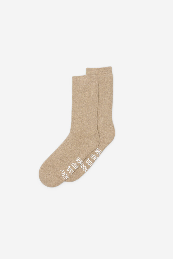 Milano Calcetines gorditos con frase Beige/Camel