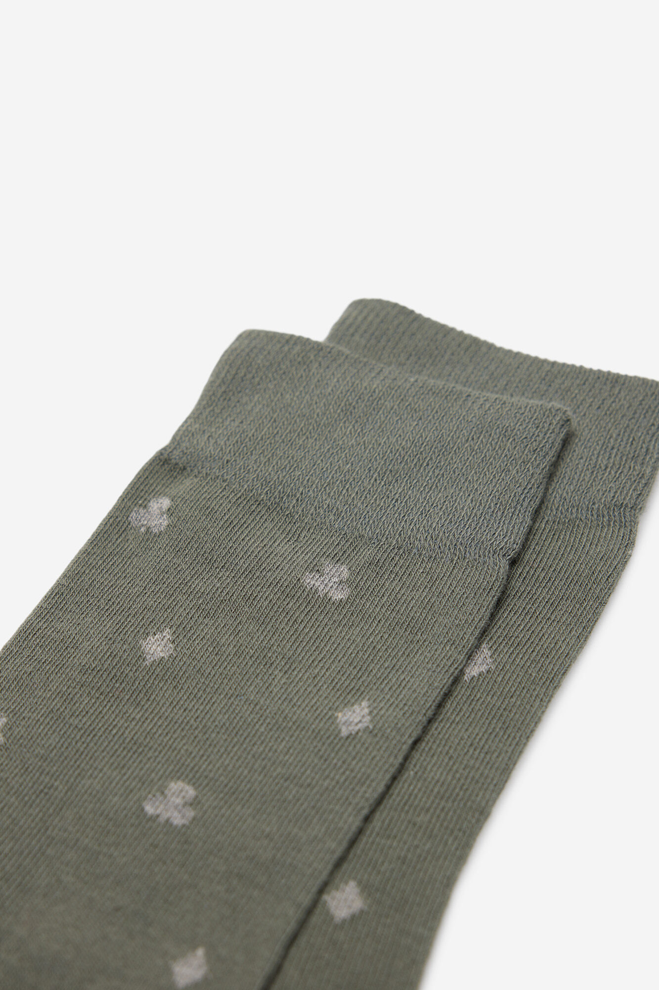 Milano Calcetines media ca&ntilde;a con miniprint geom&eacute;trico Kaki Oscuro