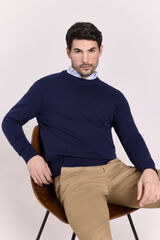 Milano Su&eacute;ter cuello redondo ajustado Navy