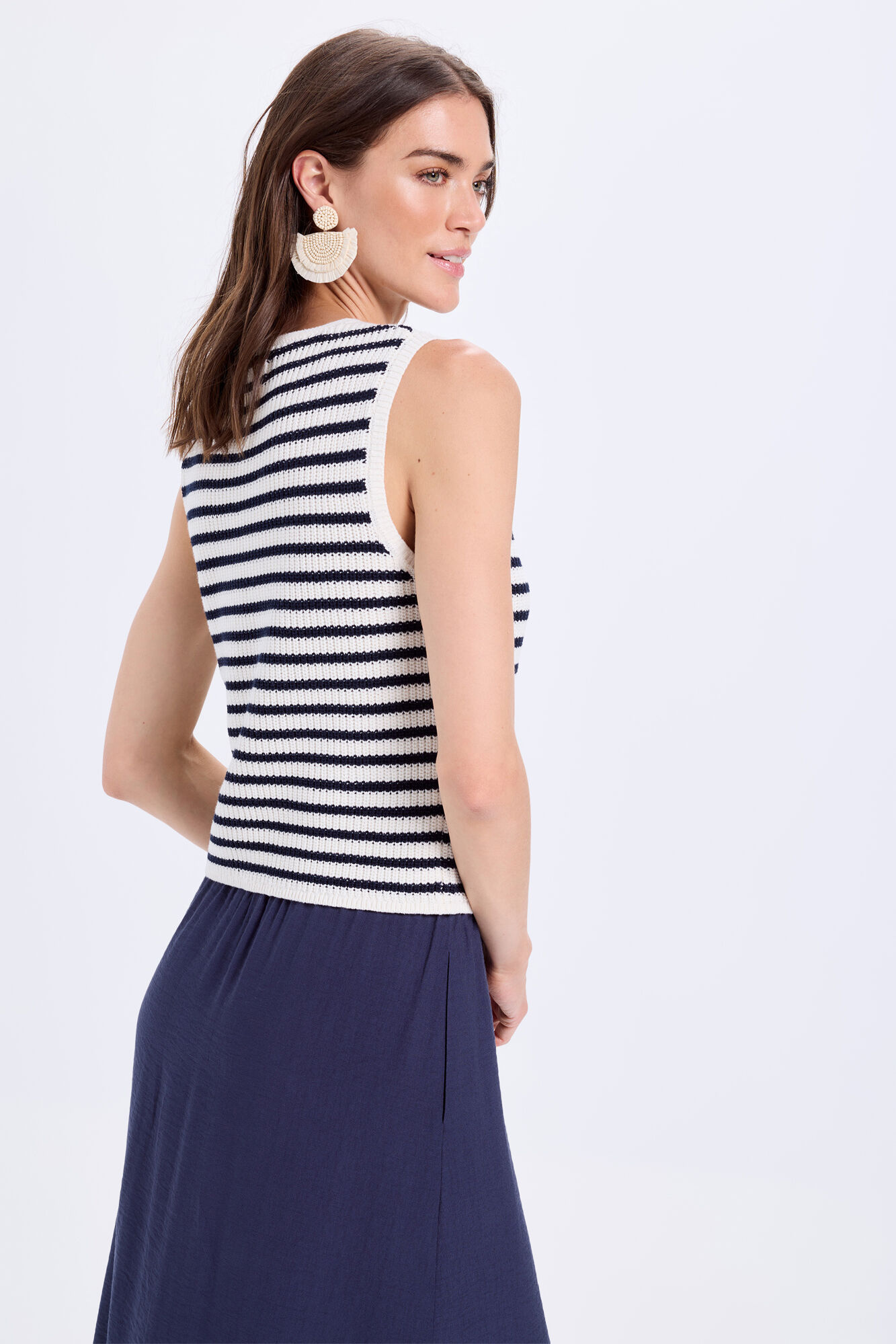 Milano Chaleco de tejido con botones dorados natural