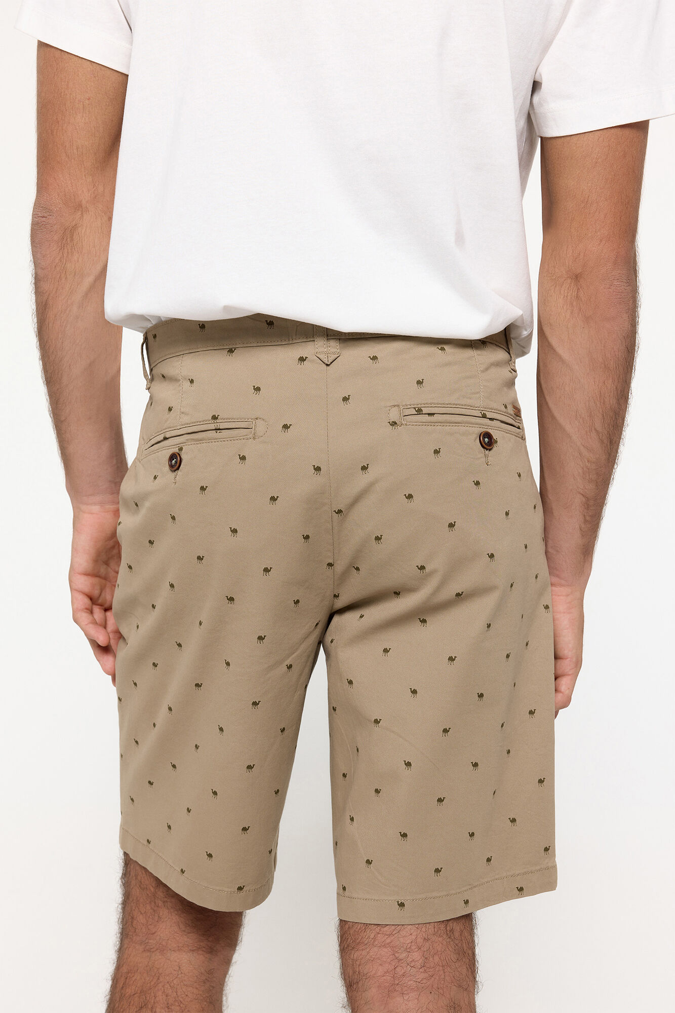 Milano Bermudas algod&oacute;n con microestampado Tostado