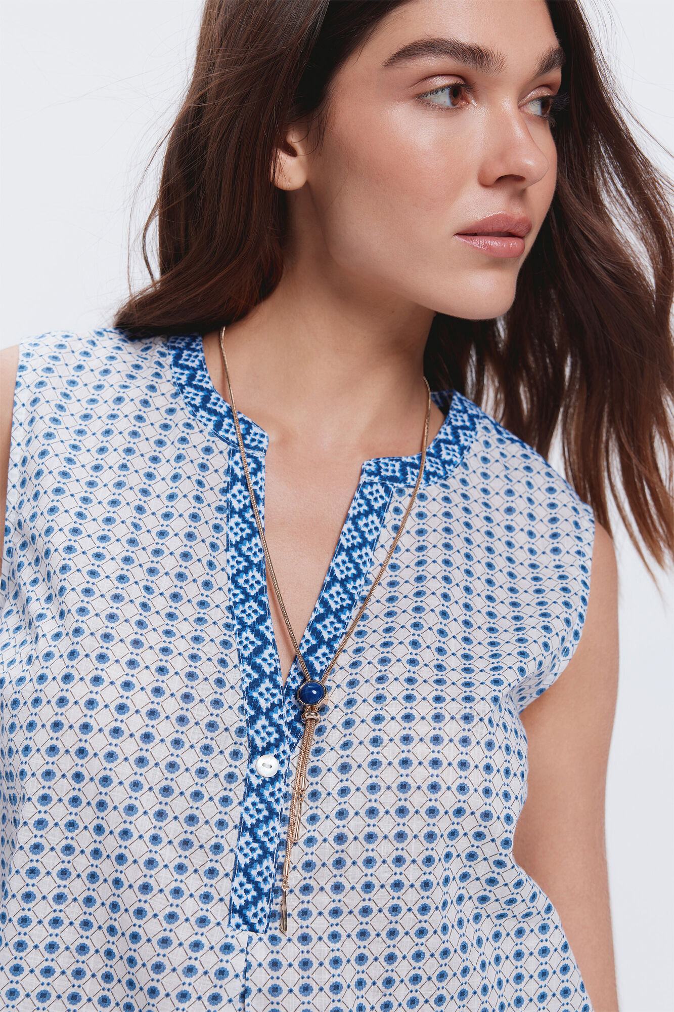 Milano Blusa fluida estampada Azul