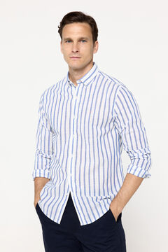 Fifty Outlet Camisa sport a rayas de manga corta Azul