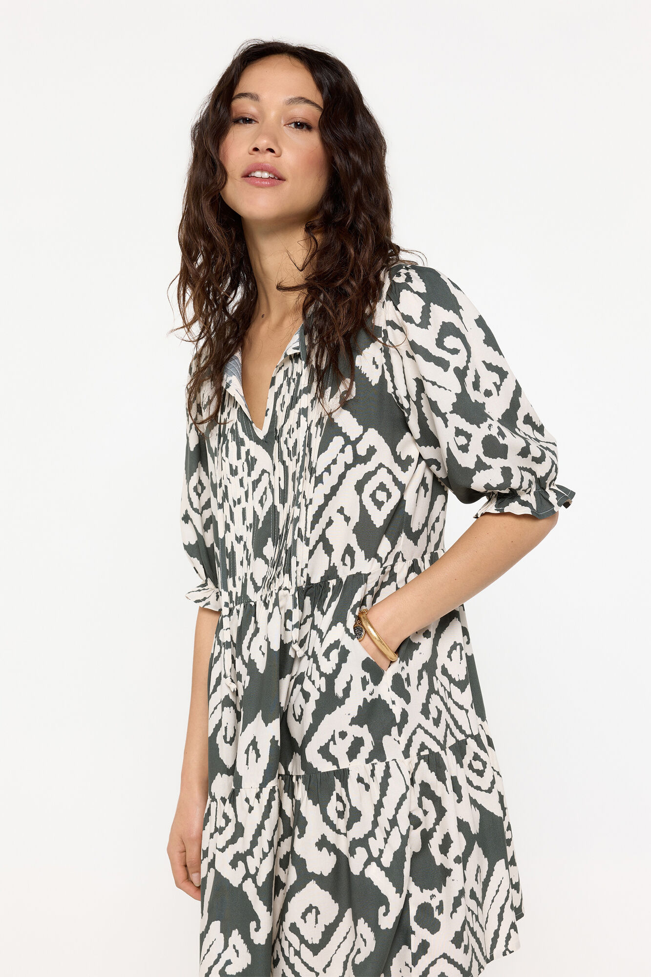 Milano Vestido estampado &eacute;tnico corte fluido