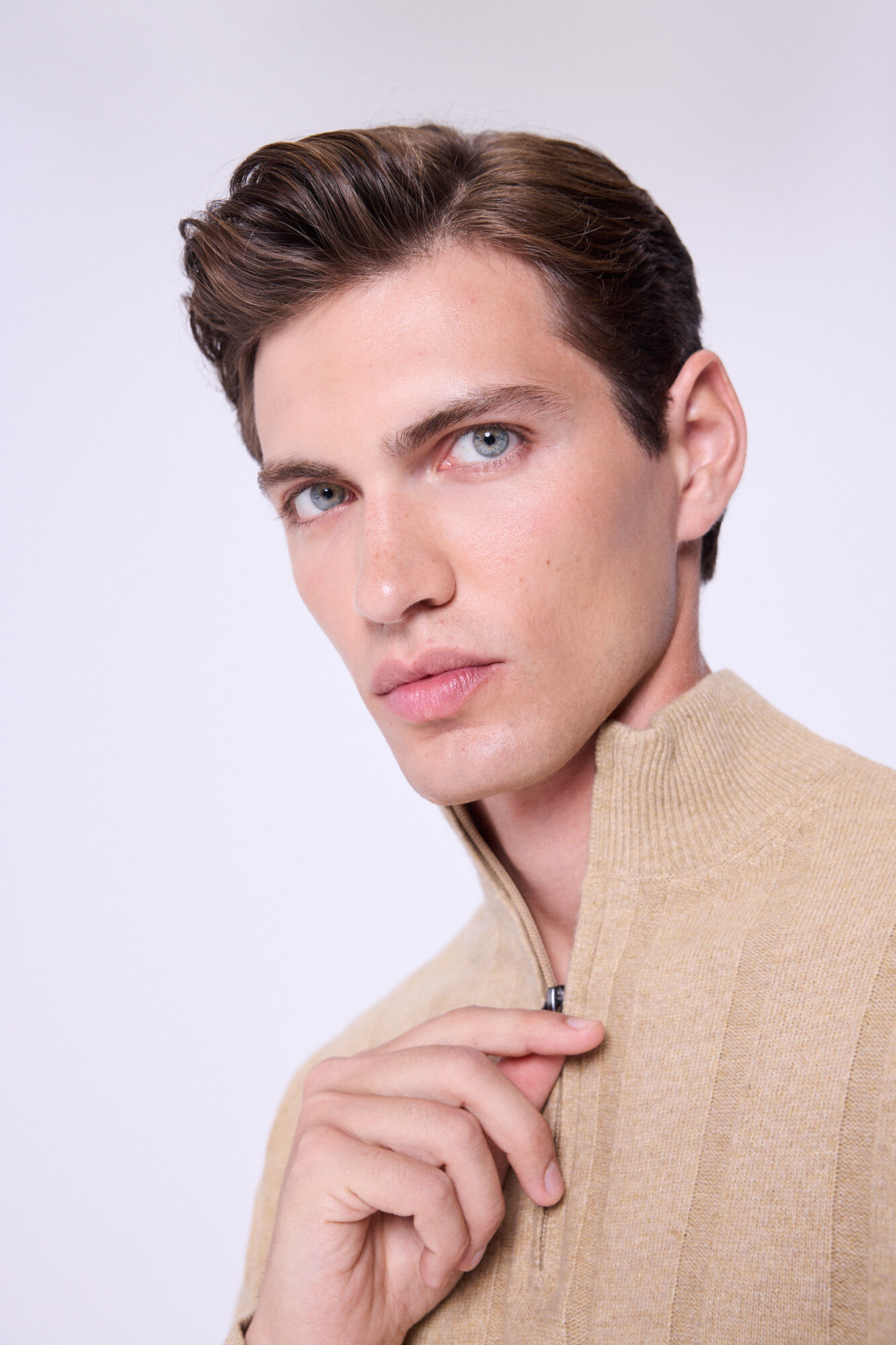 Milano Jersey con cierre de media cremallera Beige/Camel