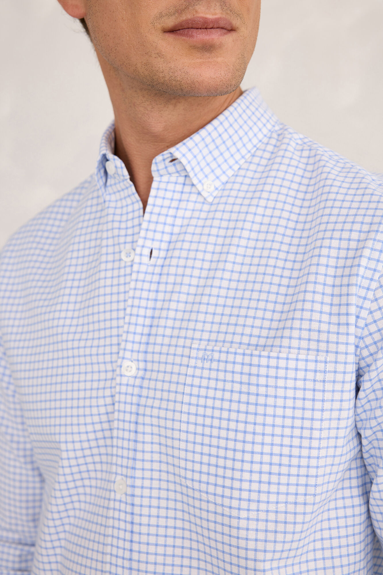 Milano Camisa deportiva a cuadros Azul Claro