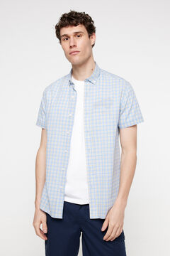 Fifty Outlet Camisa cuadros aspecto lino. Azul
