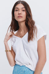 Milano Camiseta pliegues hombros Blanco