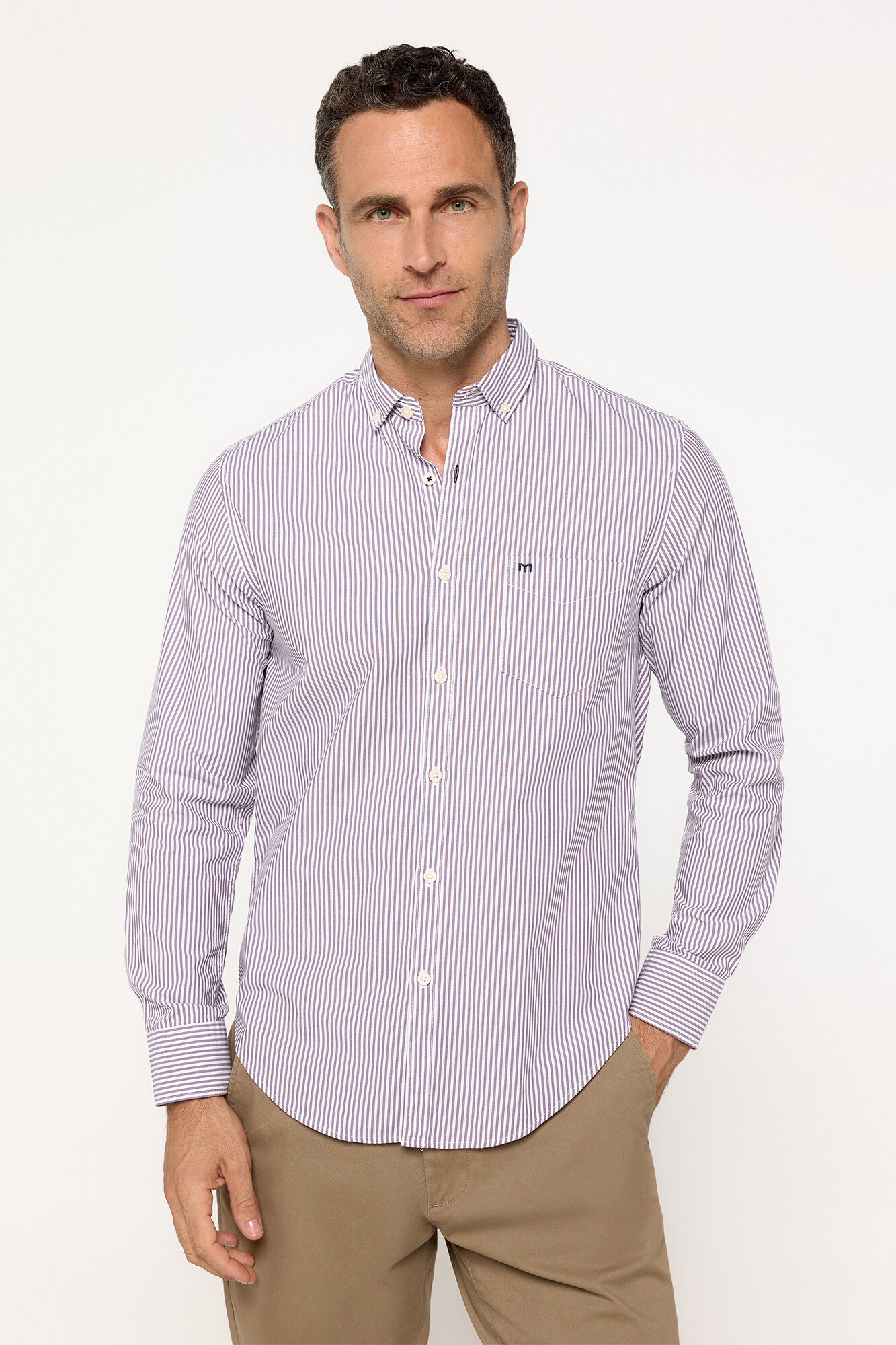 Milano Camisa Popel&iacute;n Rayas Granate