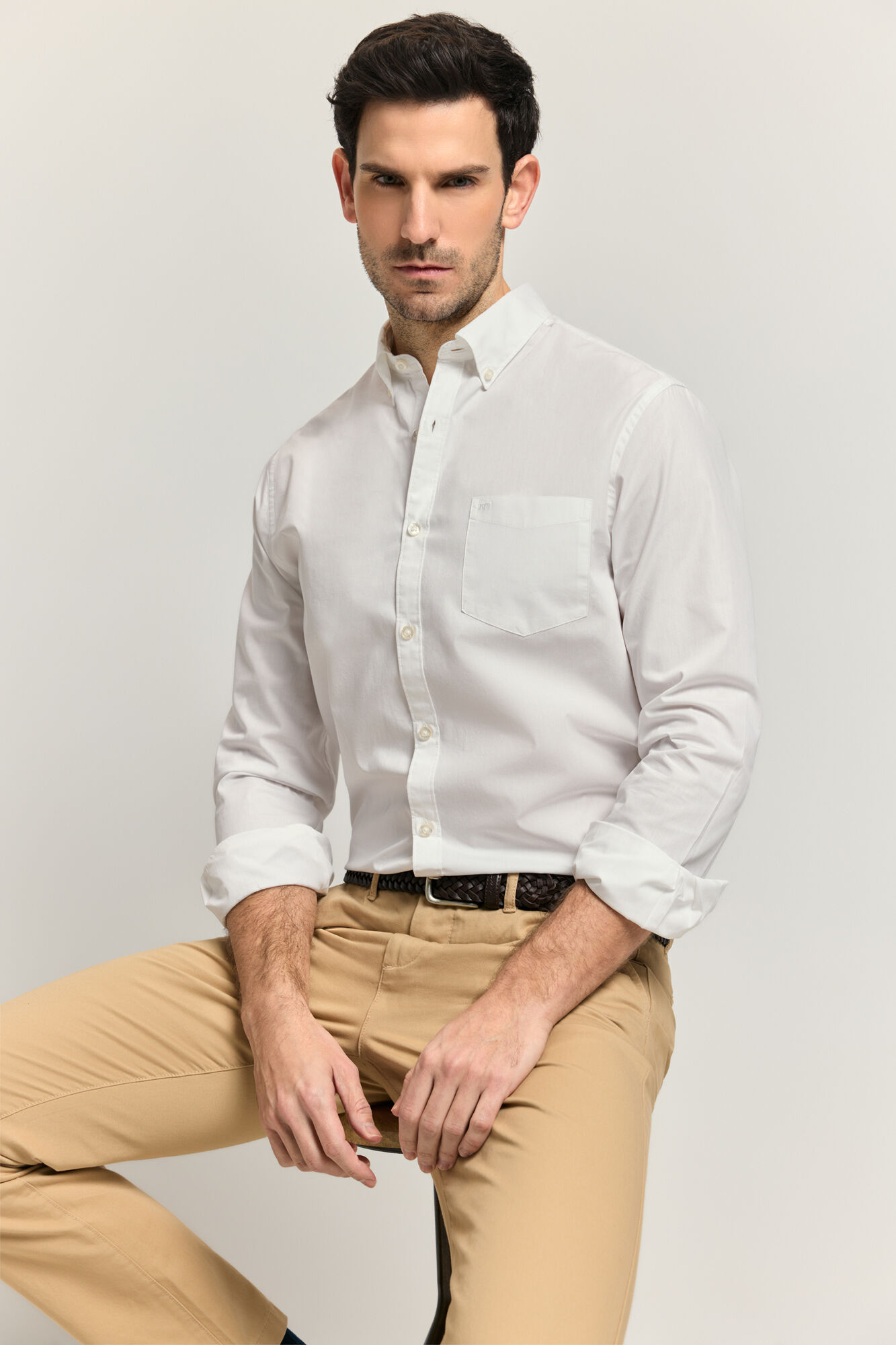 Milano Camisa lisa manga larga Blanco