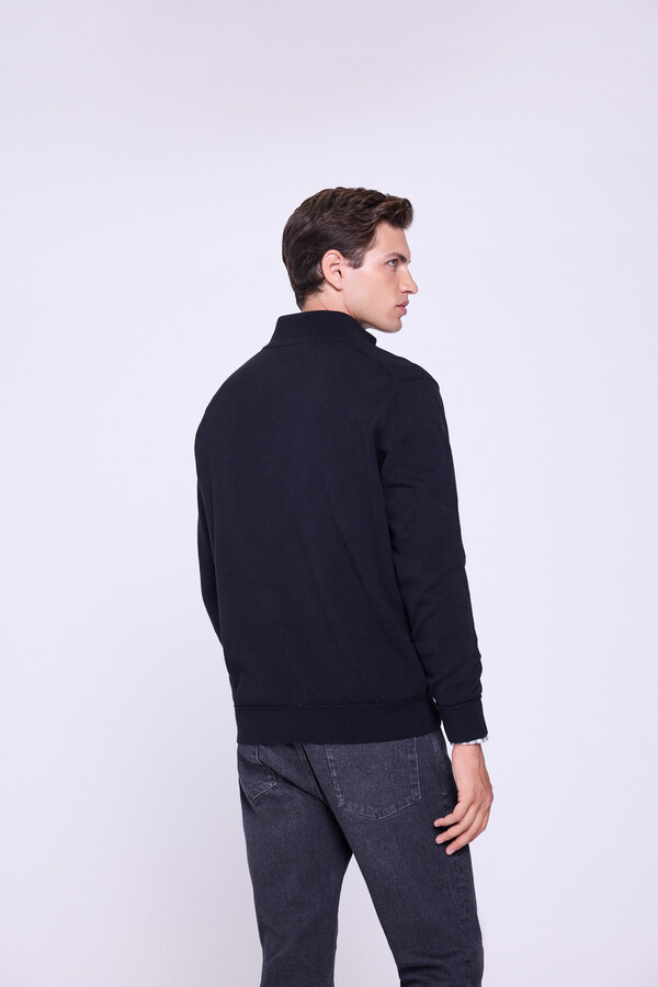 Milano Jersey punto media cremallera Negro