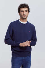Fifty Outlet Jersey Patch cuello redondo ajustado Navy