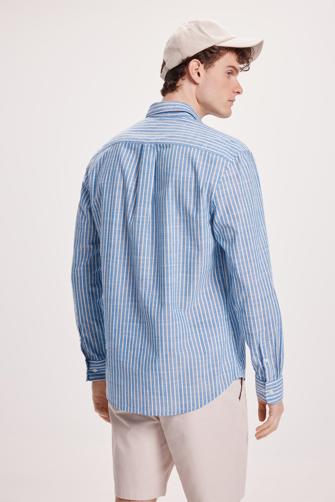 Milano Camisa Slub Rayas Azul