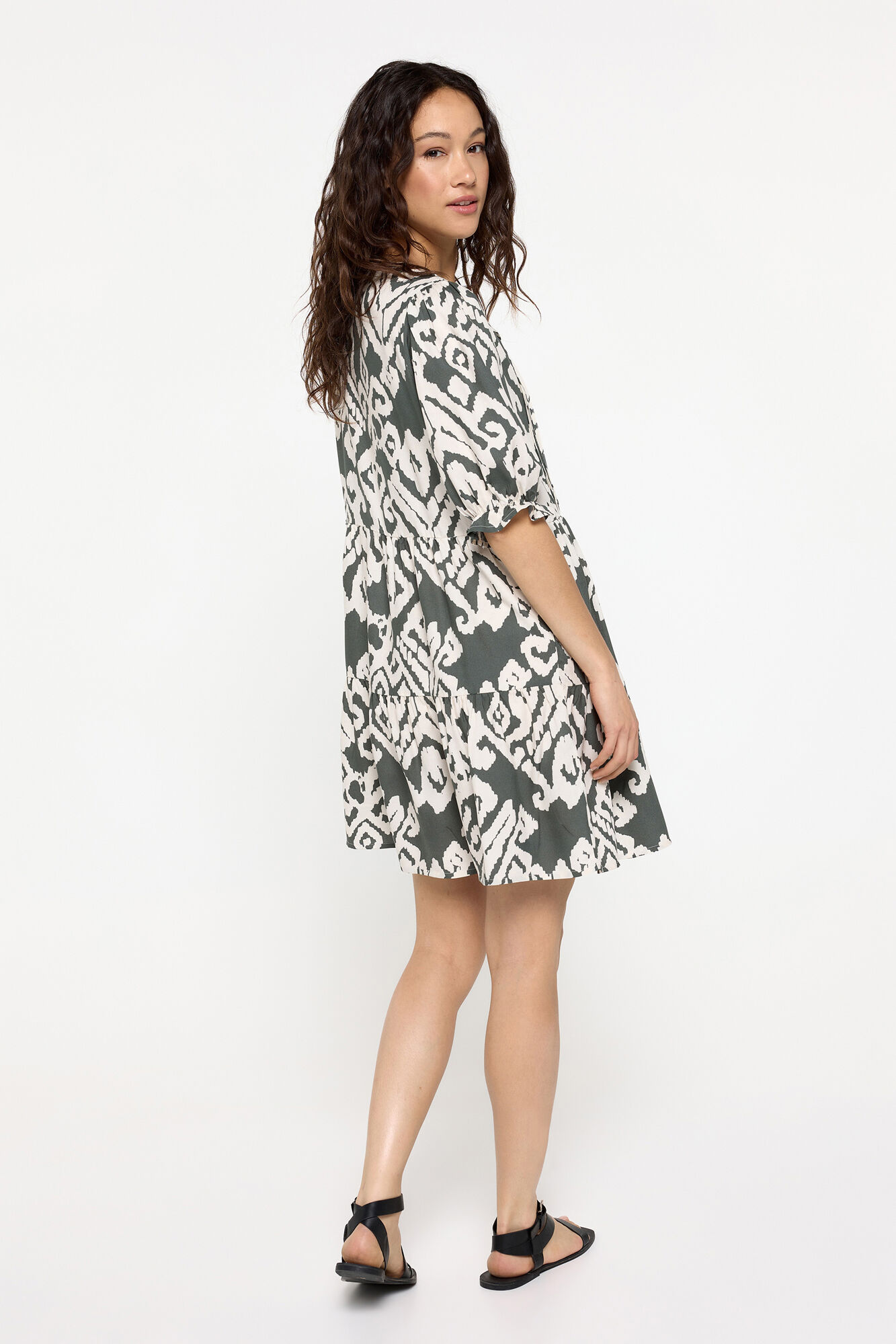 Milano Vestido estampado &eacute;tnico corte fluido Verde