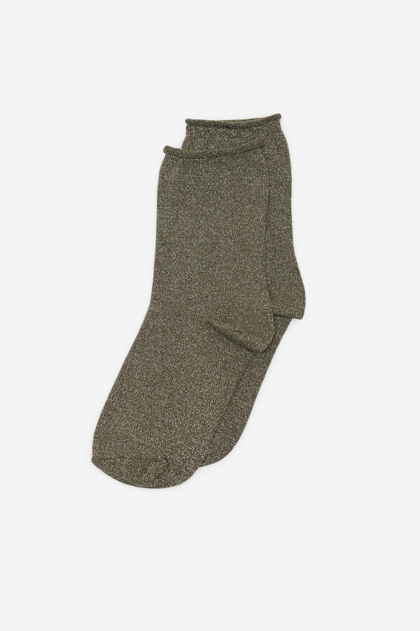 Milano Calcetines de lurex Kaki Oscuro