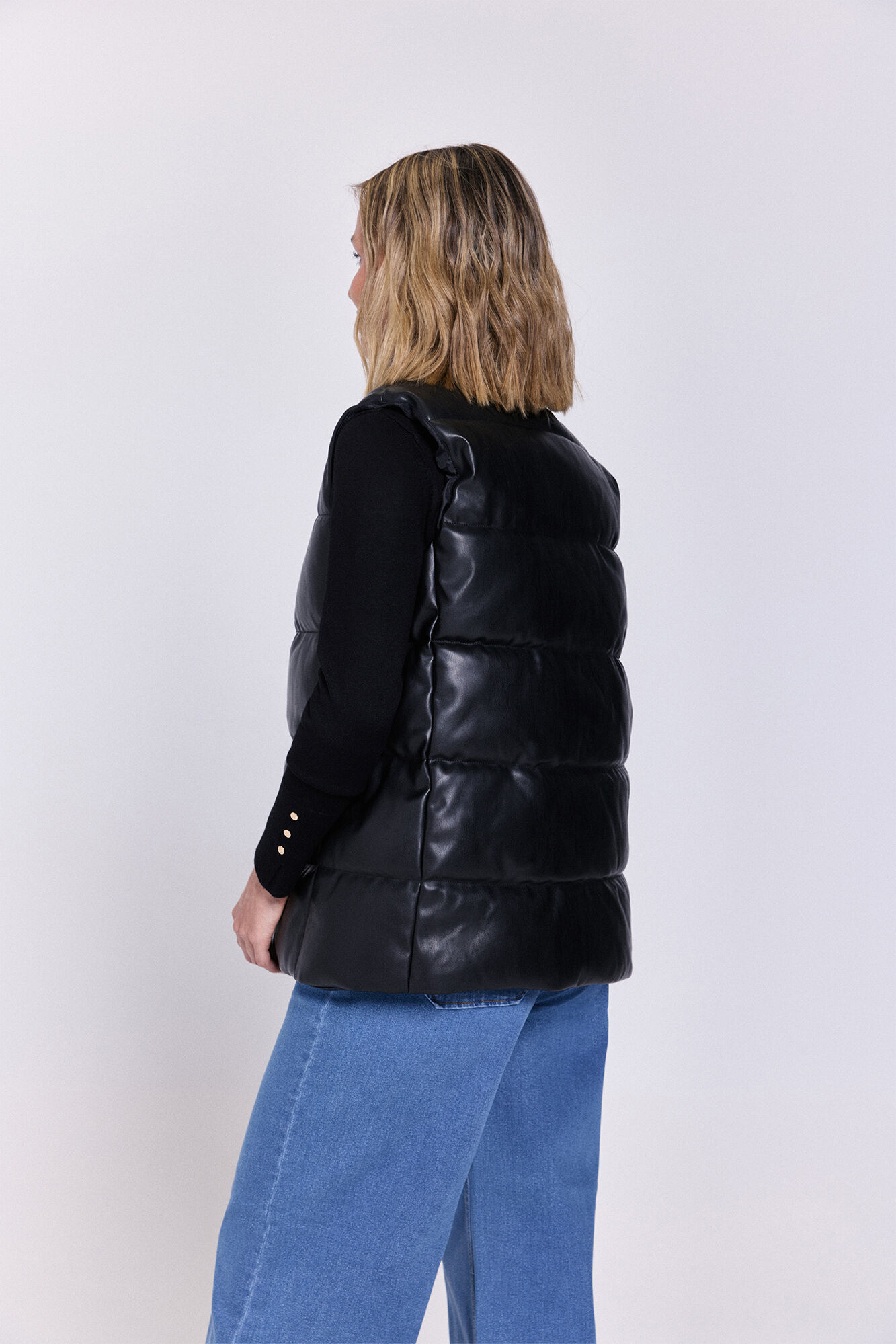 Milano Chaleco acolchado de piel Negro