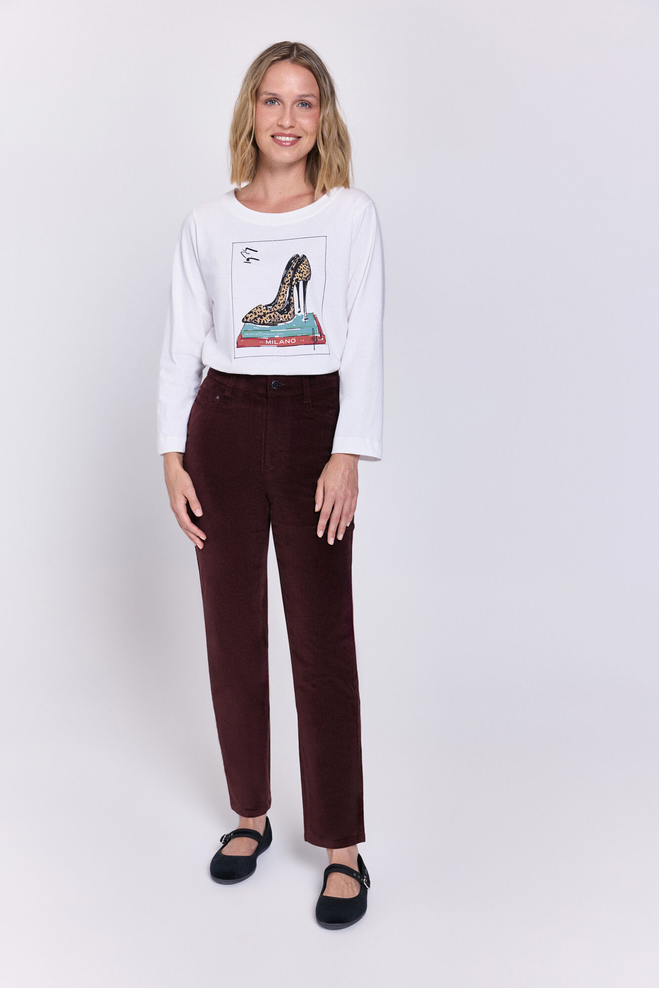 Milano Playera de algod&oacute;n con mangas francesas Blanco