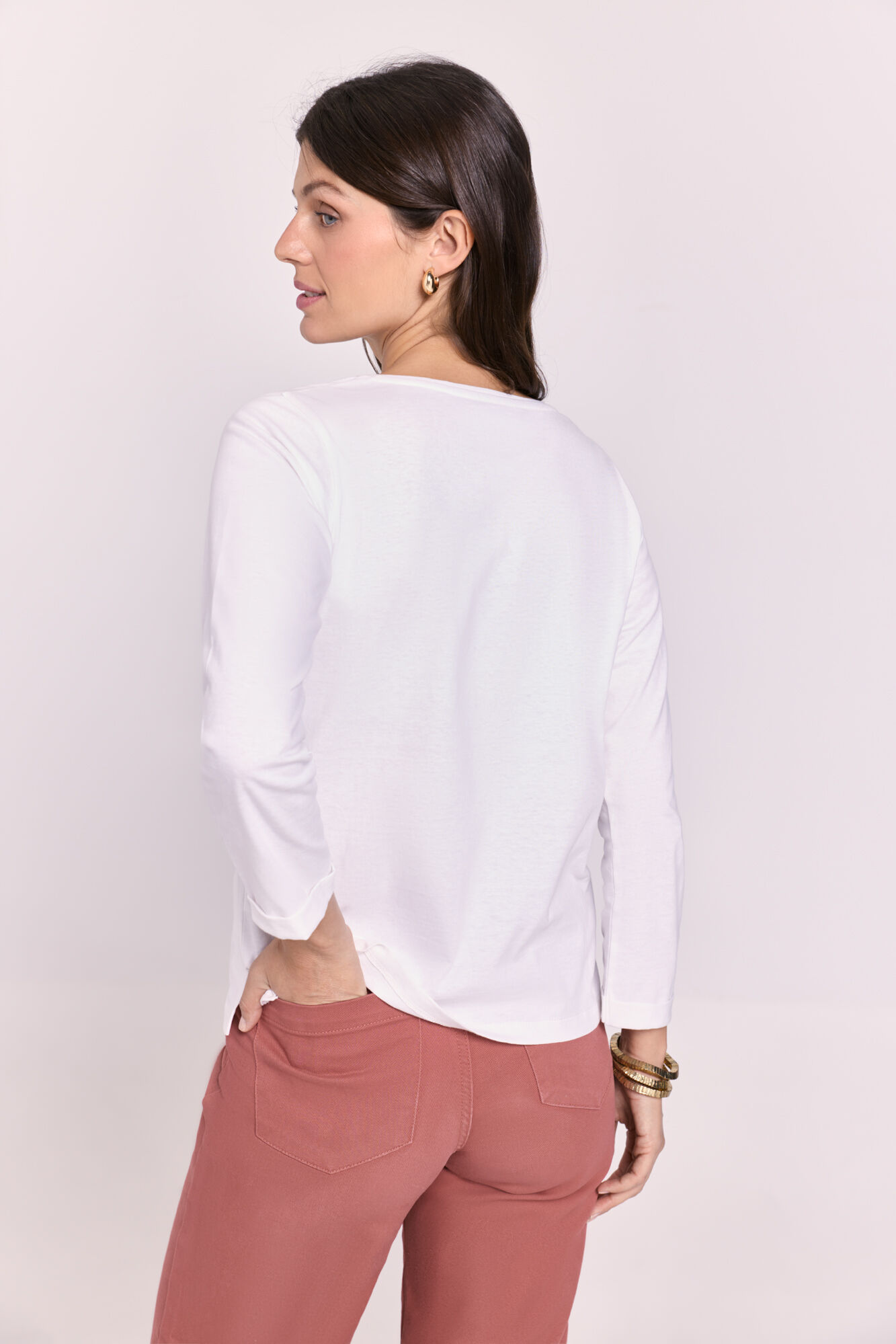 Milano Playera manga francesa estampado en el frente Blanco