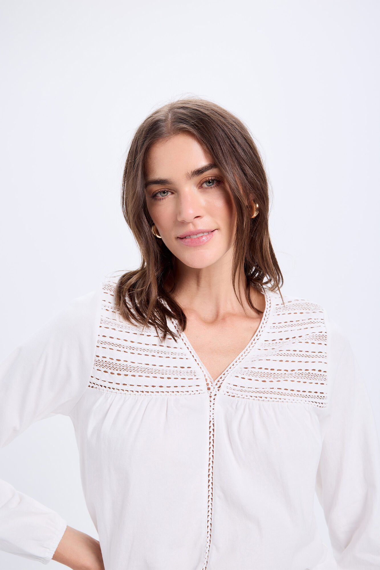 Milano playera combinada de manga larga Blanco