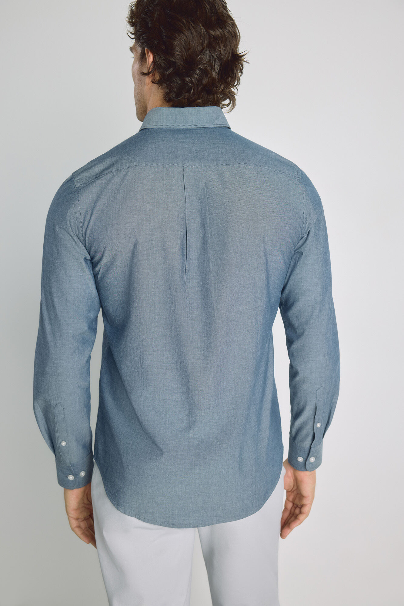 Milano Camisa lisa de manga larga Navy