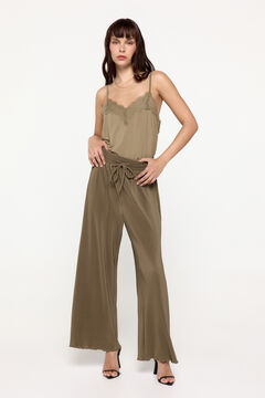Fifty Outlet Pantalón Plisado Kaki Oscuro
