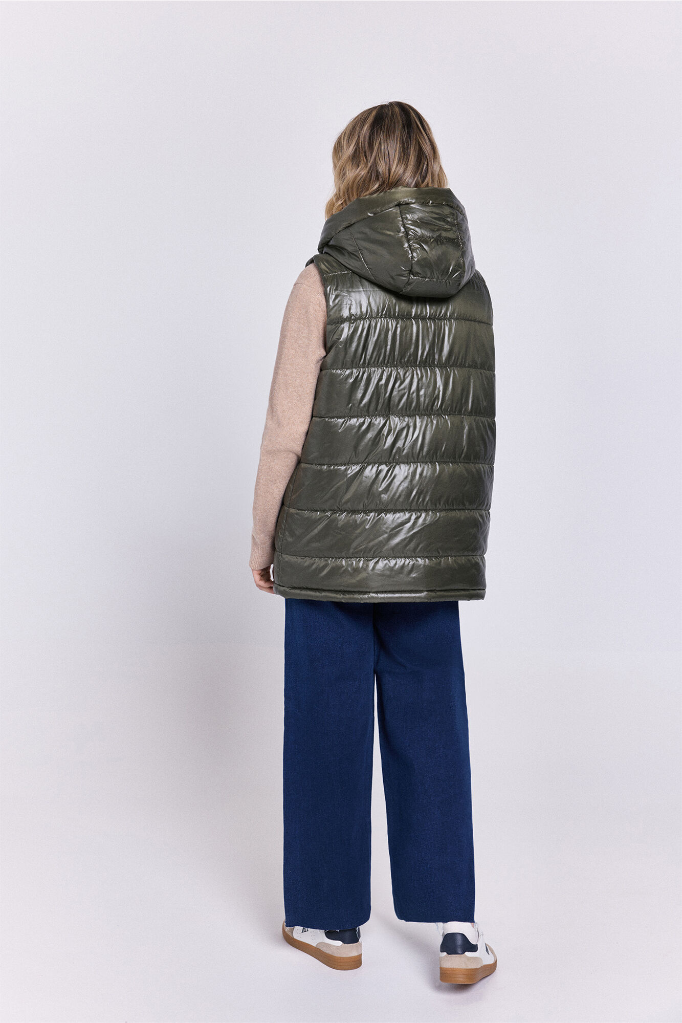 Milano Acolchado chaleco con capucha Kaki Oscuro