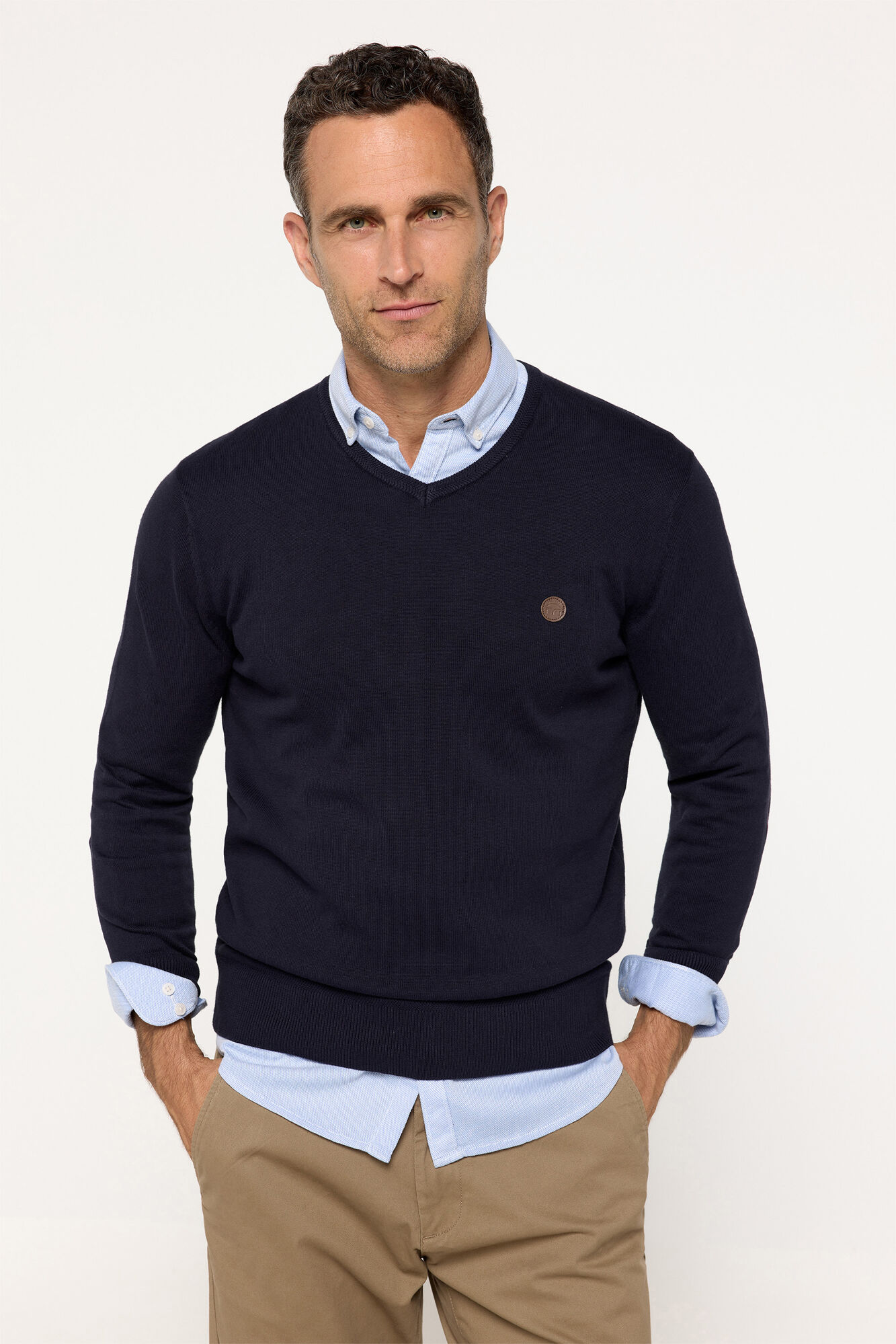 Milano Jersey cuello pico algod&oacute;n Navy