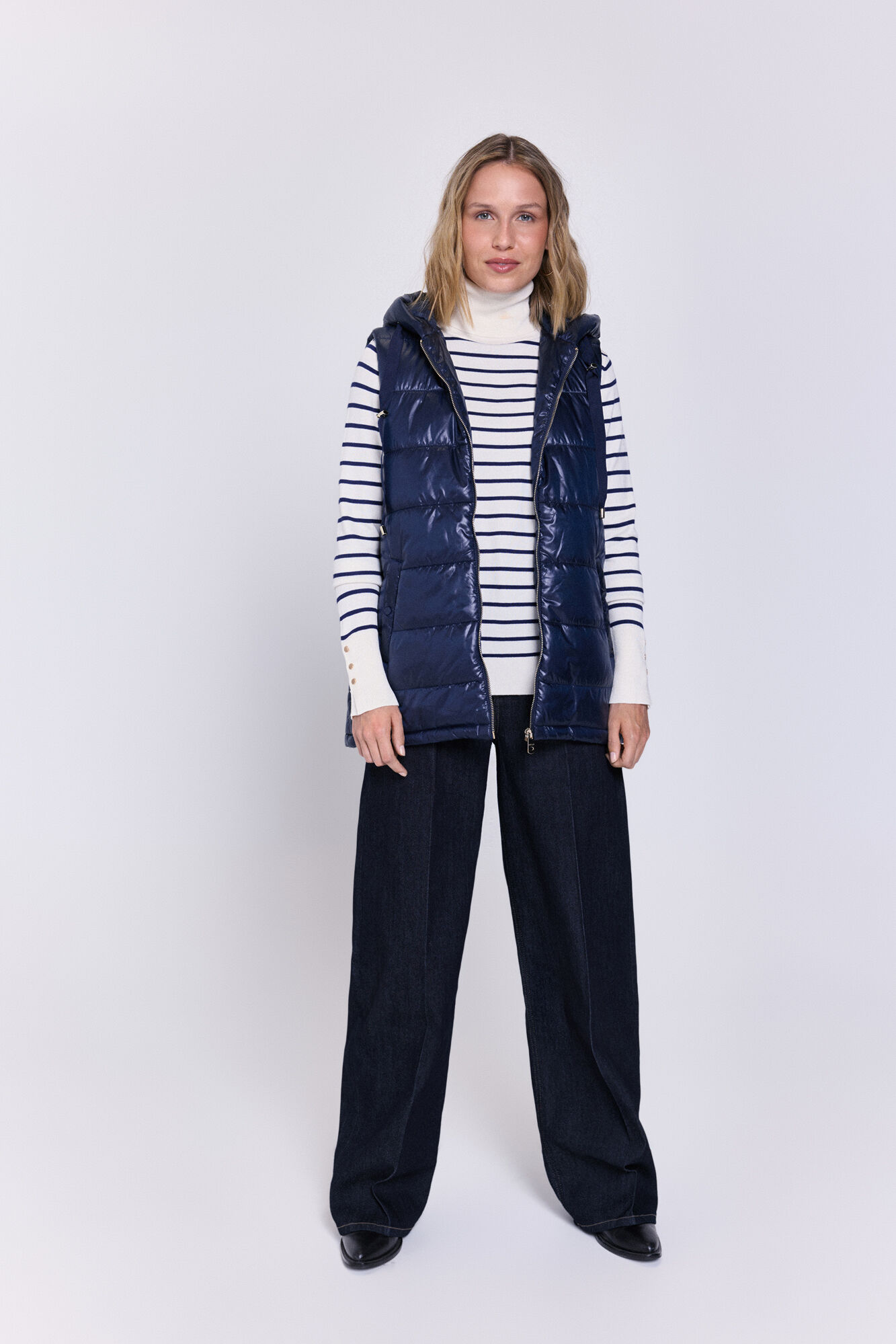 Milano Acolchado chaleco con capucha Navy