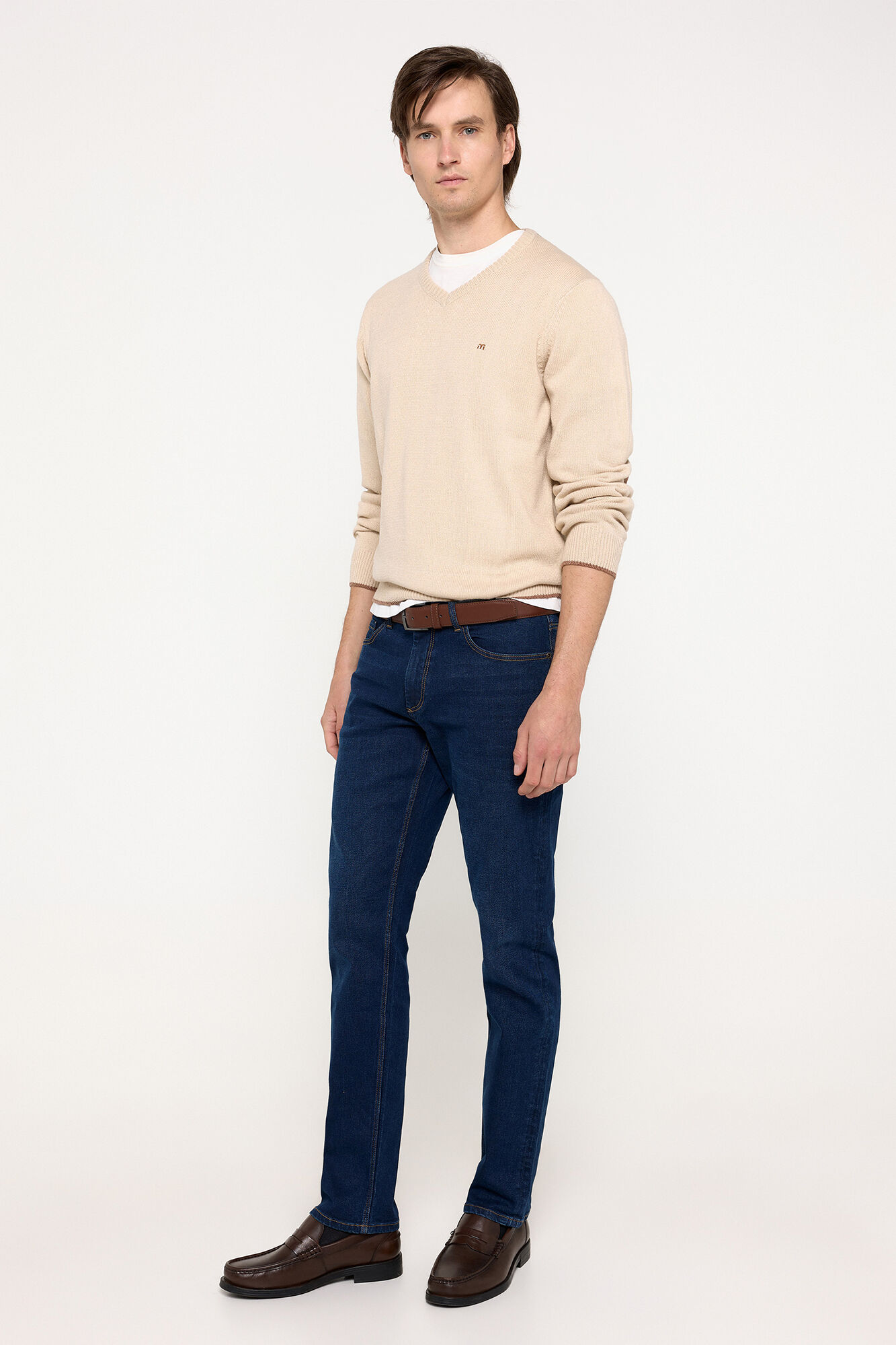 Milano Jersey cuello pico coderas Marfil