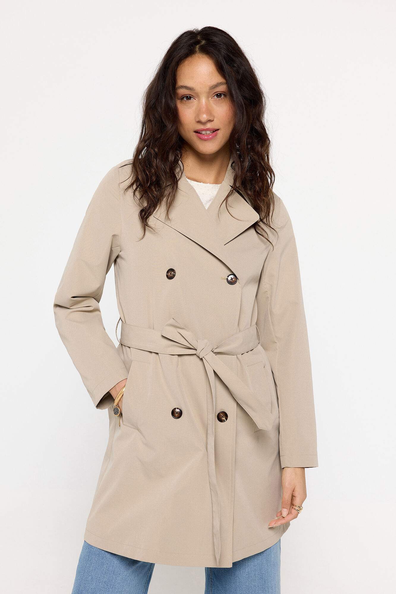 Milano Gabardina trench tejido impermeable Beige