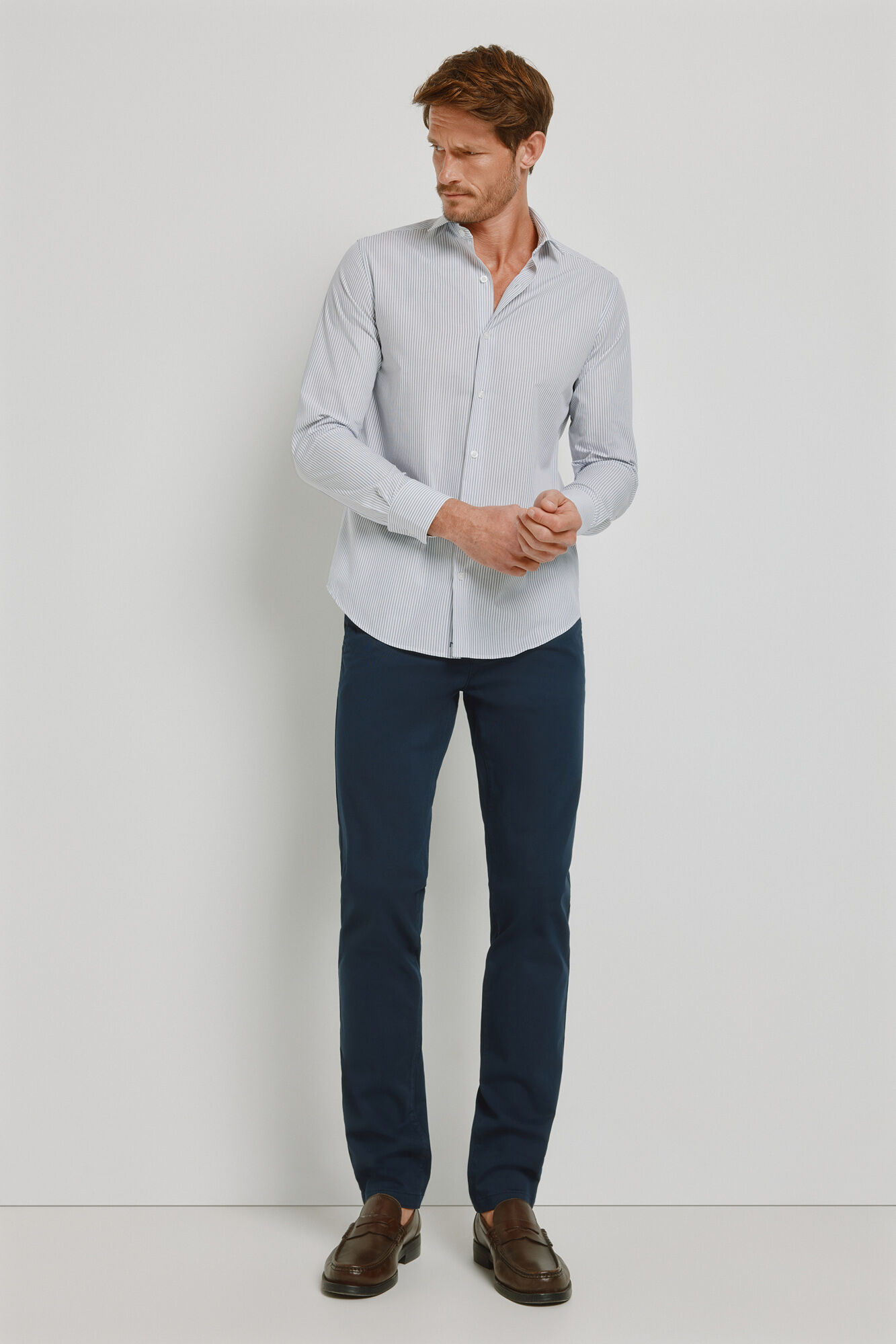 Milano Camisa de rayas manga larga Azul