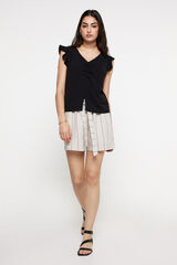 Fifty Outlet Blusa fruncido escote. Negro