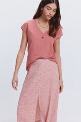 Milano Camiseta pliegues hombros Rojo/Coral