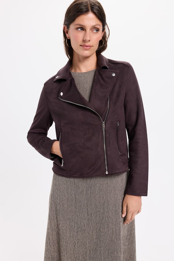 Milano Chamarra motera con efecto ante marrón Marrón Oscuro