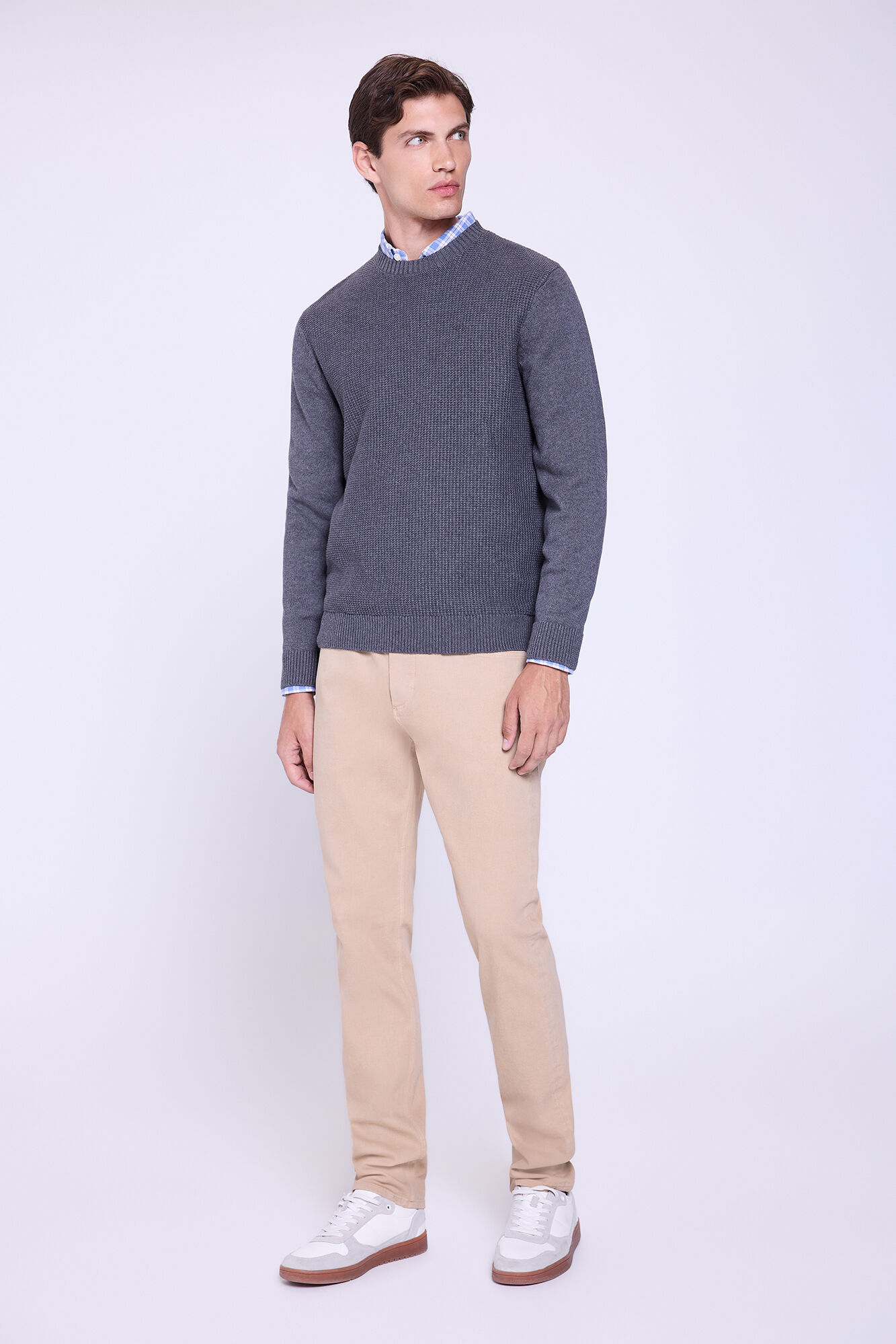 Milano Jersey b&aacute;sico de cuello redondo  Gris Oscuro