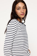 Fifty Outlet Playera rayas tejido heavy cotton natural