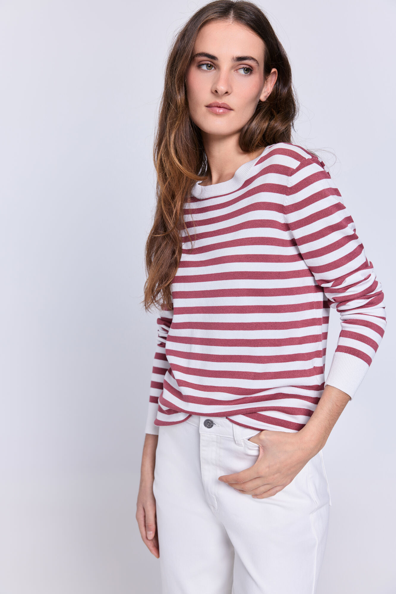 Milano Su&eacute;ter fino de rayas bicolor