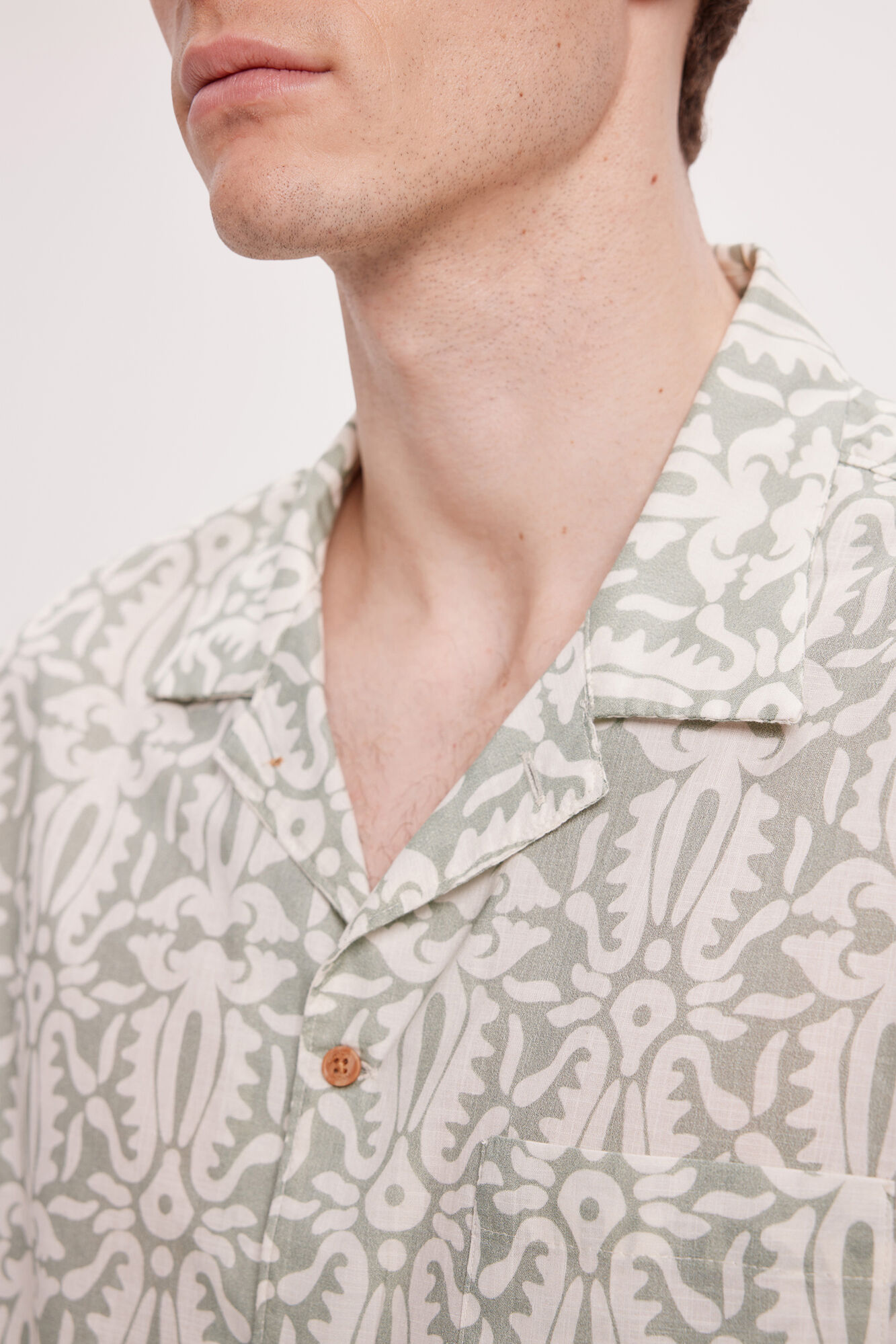 Milano Camisa Lino Estampada Verde