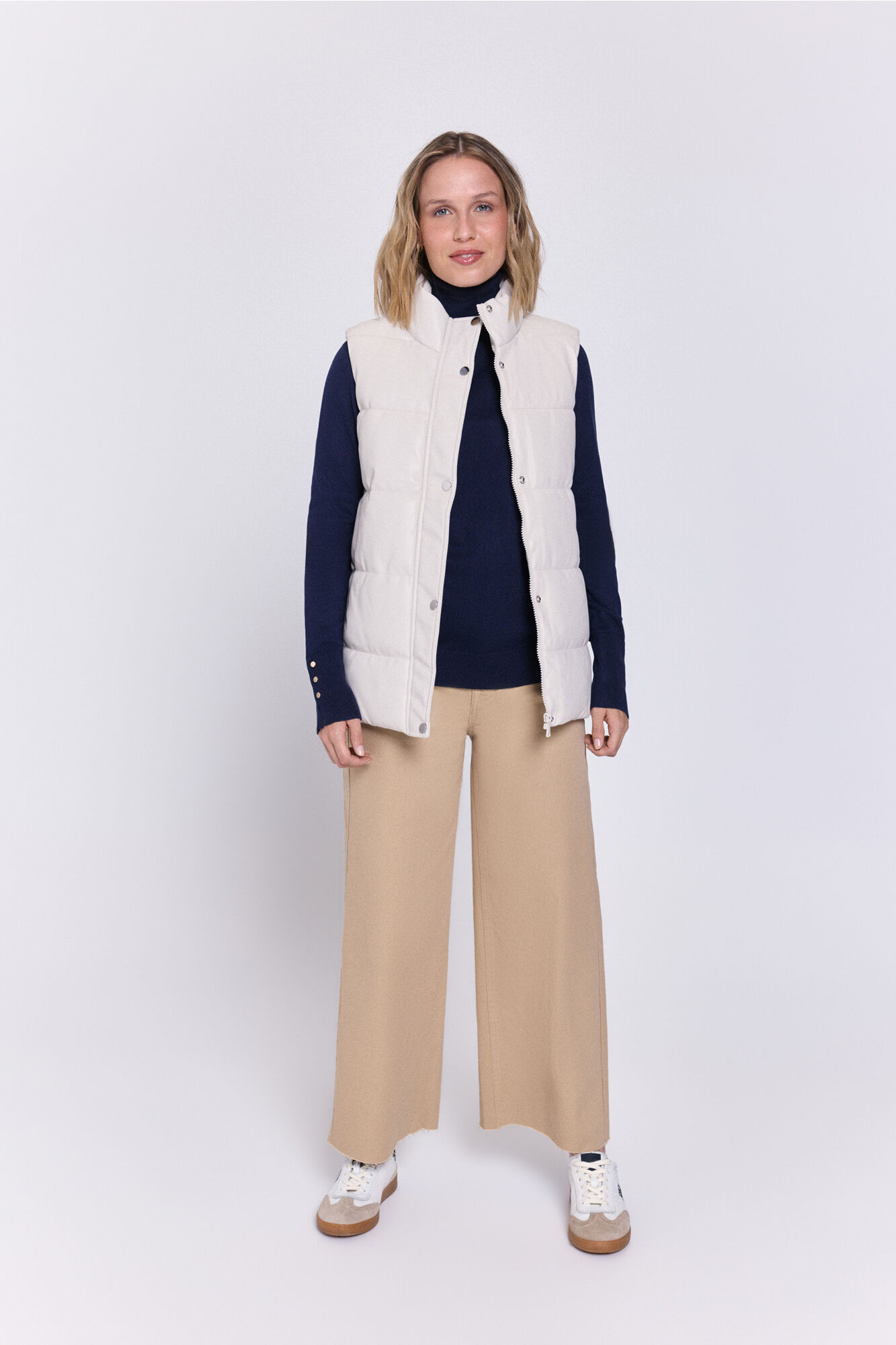 Milano Chaleco acolchado de piel Marfil