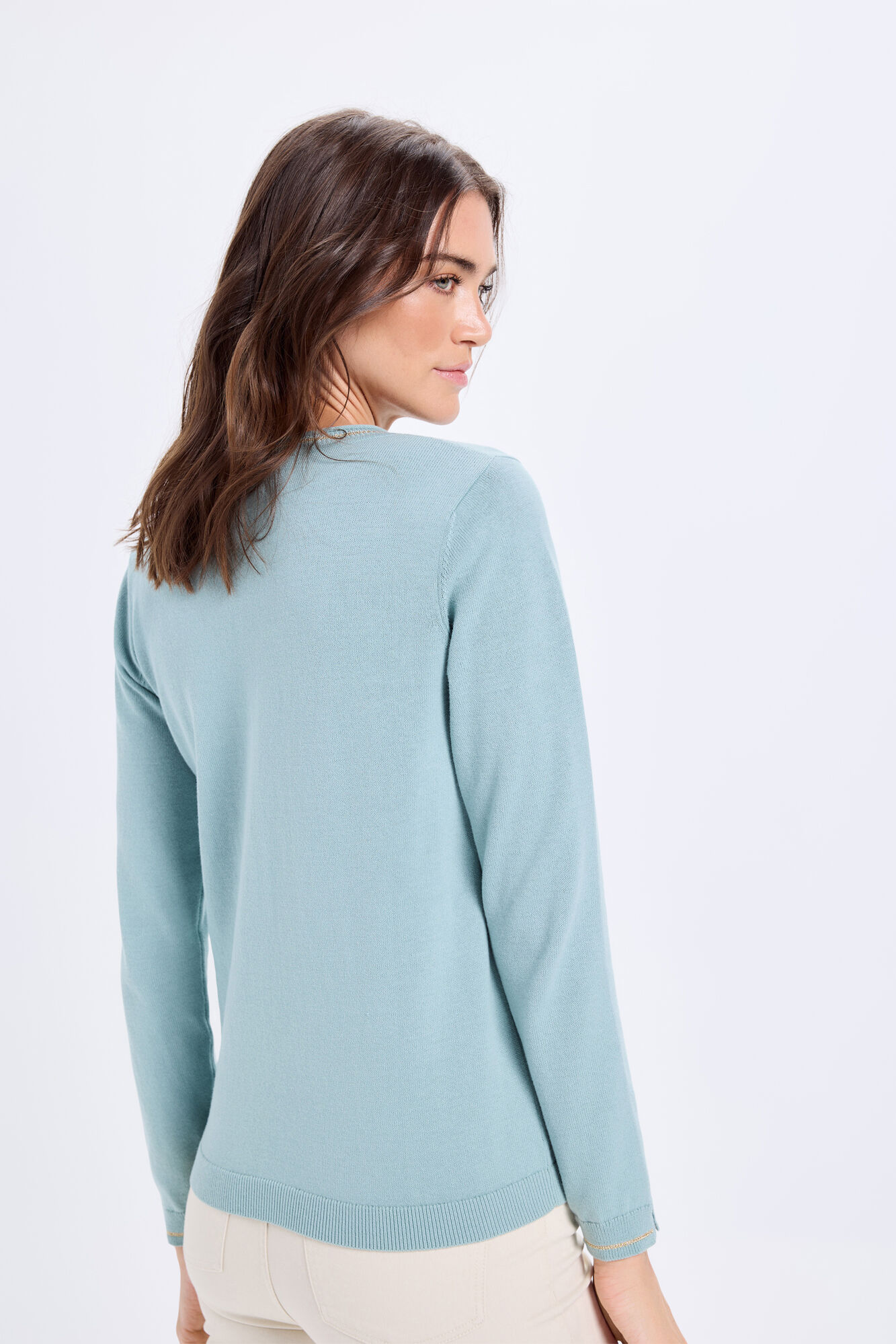 Milano Jersey de algod&oacute;n con detalle de lurex Verde