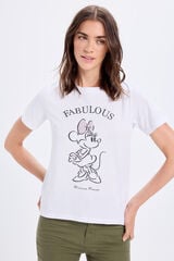 Milano Playera estampada de Minnie Mouse con aplicación de pedrería en el lazo o lazo Blanco