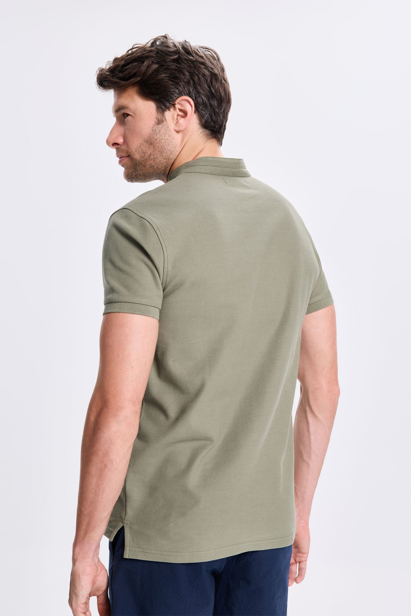 Milano Polo Mao Oxford Kaki Oscuro